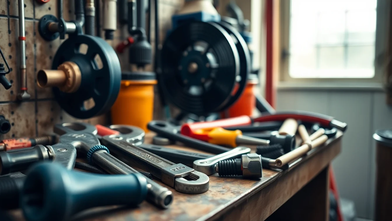 Plumbing tools on a workshop bench — Plumbers Bournemouth 247